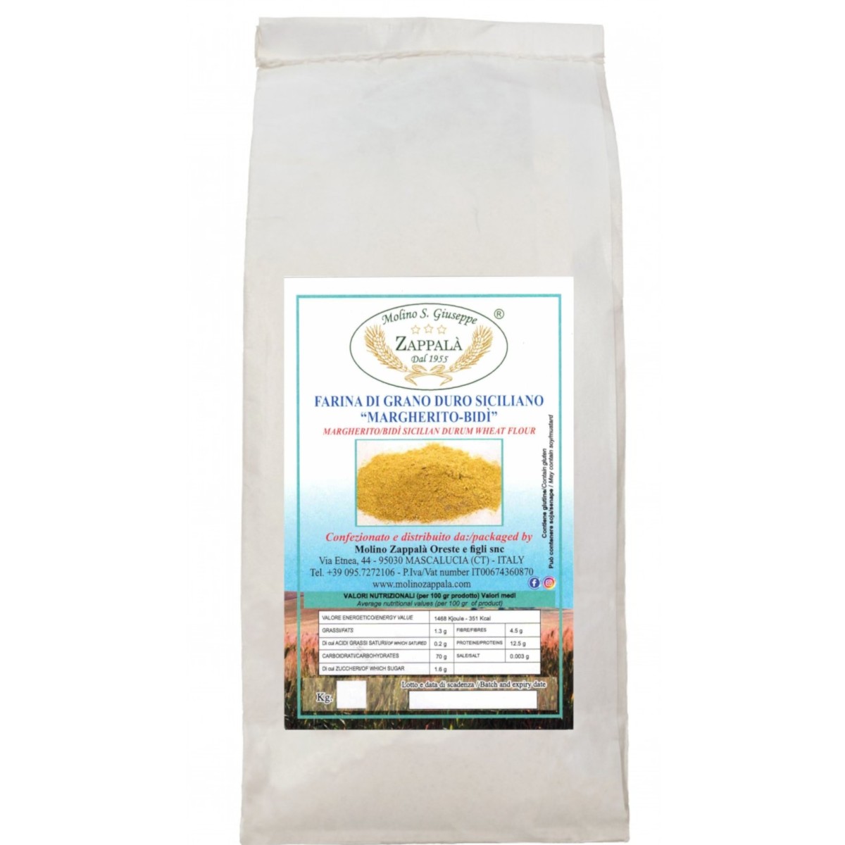 5 Kg Farina Margherito/bidì Di Grano Duro Siciliano (molitura A Pietra)