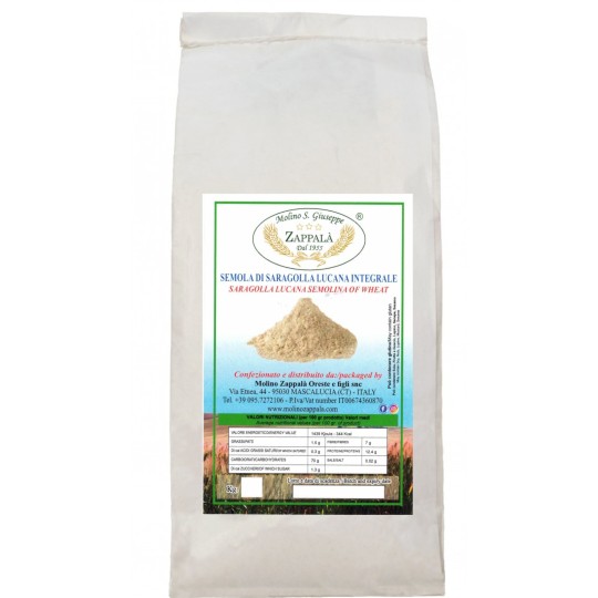 25 Kg de sémola integral de Saragolla Lucana (molienda a la piedra)
