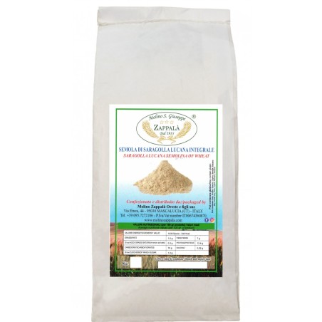 25 kg Stone-Ground Wholemeal Saragolla Lucana Semolina