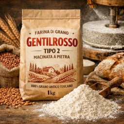1 Kg Farina di Grano tenero  tipo 2 "Varietà Gentilrosso"  (molitura a pietra)