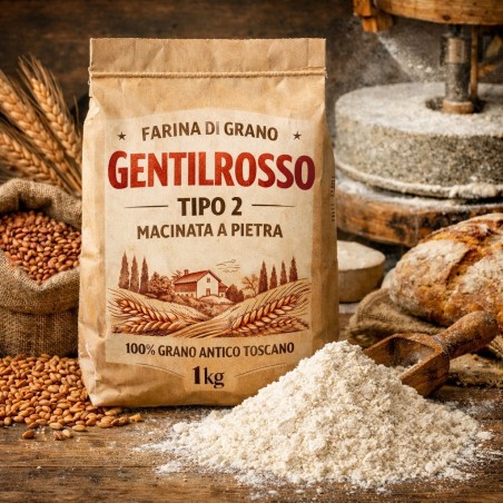 1 kg Stone-Ground Type 2 Gentil Rosso Soft Wheat Flour
