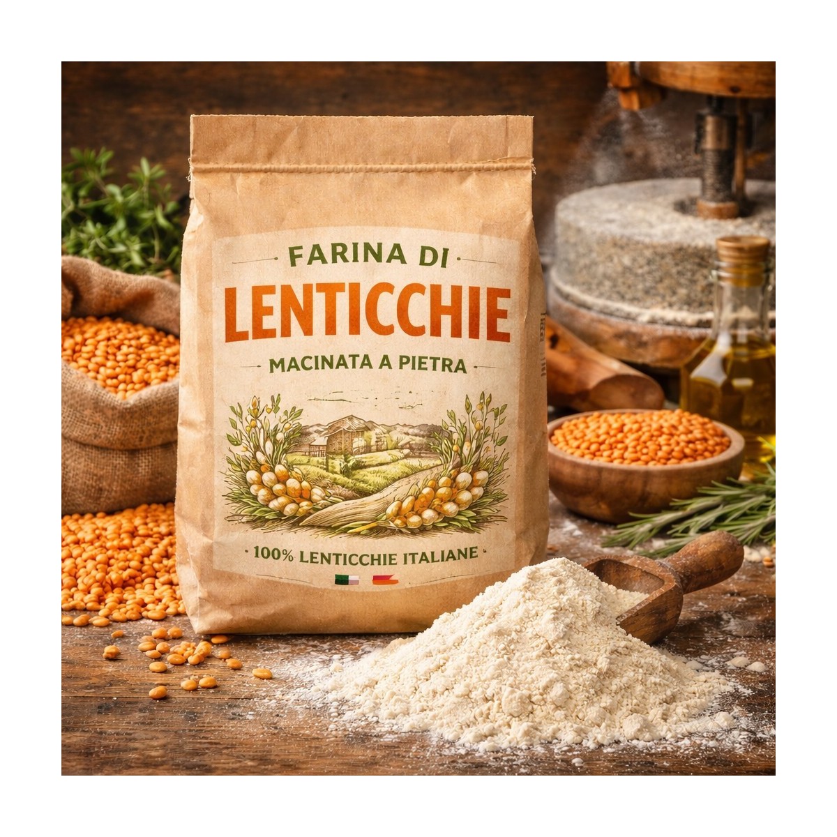 5 Kg Farina di Lenticchie Italiane (molitura a pietra)