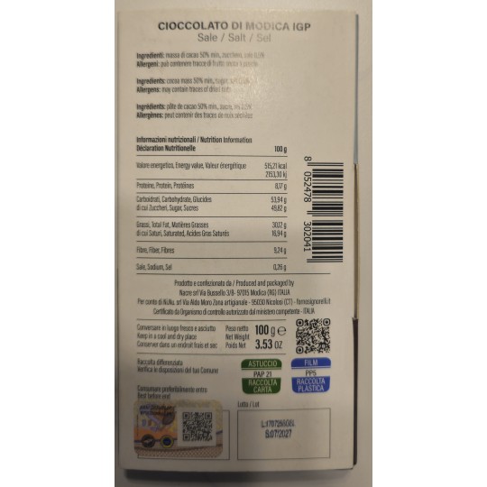 100 gr Salt Cocoa - Modica IGP chocolate