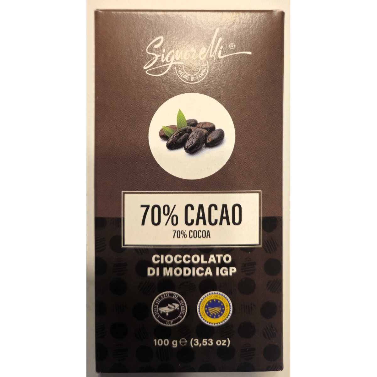 100 gr Cacao al 70% - Cioccolato di Modica IGP