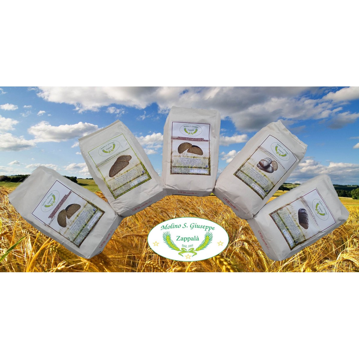 5kg Mix Pack Integrale "RUSSELLO, TUMMINIA, SARACENO, INTEGRALE DI GRANO DURO, SEGALE-MOLINO ZAPPALA'