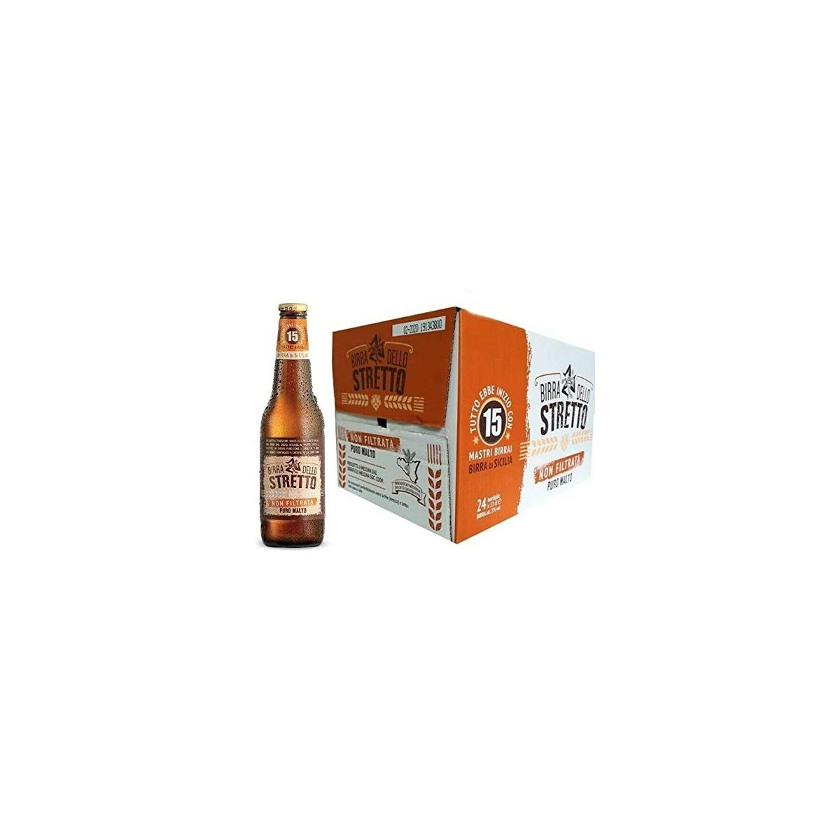 12x33cl Bottiglie Birra Dello Stretto "non Filtrata" Puro Malto
